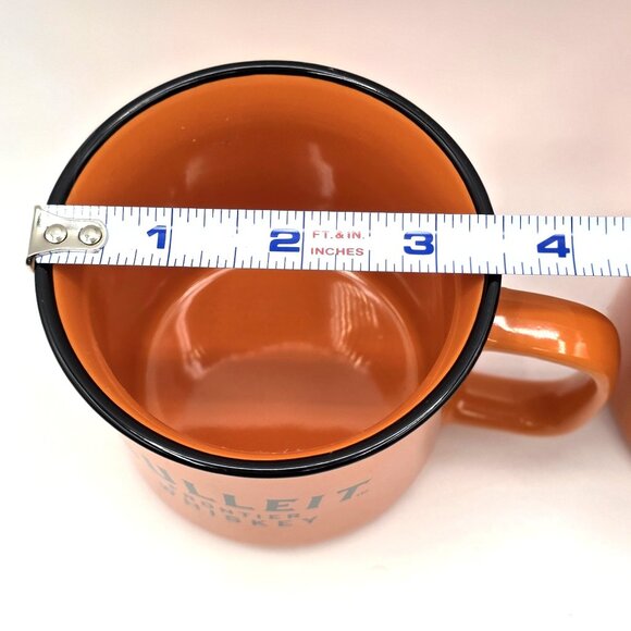 BULLEIT FRONTIER WHISKEY MUGS X2 Bourbon Campfire Orange Ceramic Coffee Camping - Picture 8 of 8